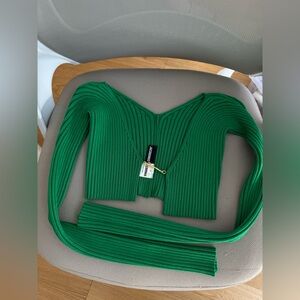 Jacquemus Green La Maille Pralu Cardigan Crop Top Sweater
